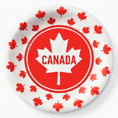 Canada Day Maple Leaf Disposable Party Plates, 7-Inch, 8-Pack