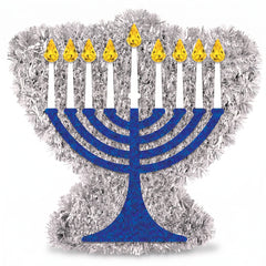 Shimmering Mini Tinsel Menorah Hanukkah Decoration