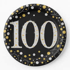 Prismatic 100th Birthday Celebration Plates - 7" Round