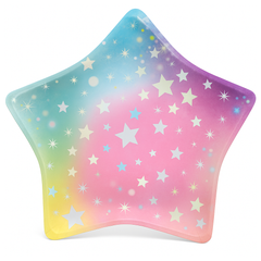 Iridescent Star-Shaped Paper Dessert Plates - 7-Inch, 8-Pack