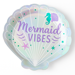 Iridescent Mermaid Wishes Shell-Shaped Dessert Plates, 7-Inch, 8-Pack