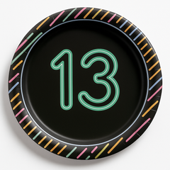 Neon Light 13th Birthday 7" Round Paper Plates