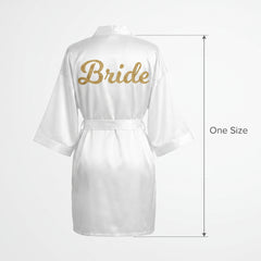 Elegant Bride Satin Robe with Gold Glitter Lettering