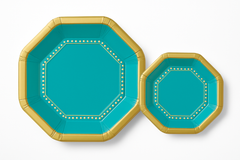 Caribbean Blue Premium Octagonal Paper Plates - 10"