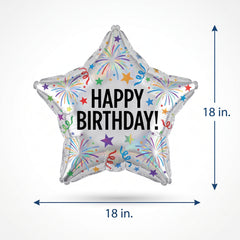Star-Shaped Happy Birthday Foil Balloon