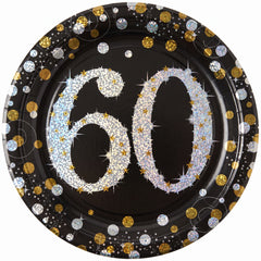 Sparkling 60th Celebration 9" Round Plates