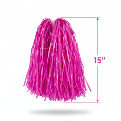 Bright Pink Team Spirit Pom-Poms - 2 Pack