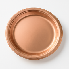 Rose Gold Metallic Paper Lunch Plates - 8.5" Round, 8-Pack