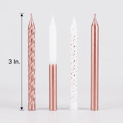 Metallic Rose Gold & White Birthday Candle Set