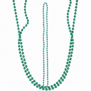 Festive Green Metallic Bead Necklace - 30" Costume Accessory