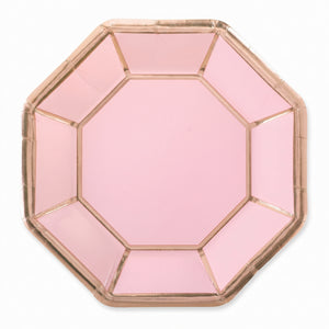 Metallic Blush Octagonal Dinner Plates, 10-Inch, 8-Pack