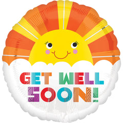 Get Well Soon Sunburst Foil Balloon - 17 Inch