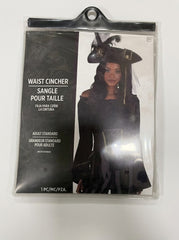 Pirate Wench Black Waist Cincher with Gold Detailing - Adult One Size