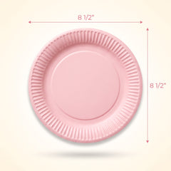 New Pink Round Paper Plates - 8.5" | 50 Count