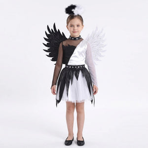 Twisted Angel Girl's Halloween Costume with Wings & Halo - Child S (4-6)