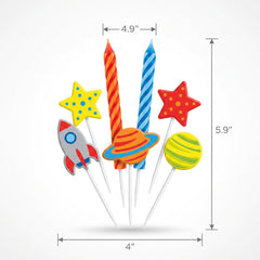 Blast Off Birthday Candle Set - Outer Space Theme, Pack of 8