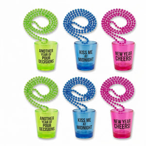 Light-Up New Year's Eve Shot Glass Necklaces, 6-Pack
