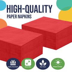 Red Beverage Napkins | 4.75 in. x 4.75 in. | 50 Count