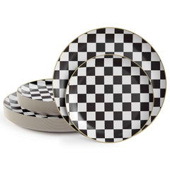 8 In. Earthtrends Checkered Design Plates | 20 Count