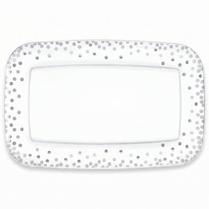 Elegant Silver Dotted Plastic Serving Tray - 11" x 18"