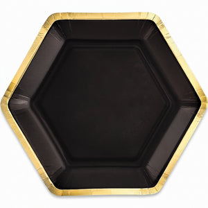 Black Metallic Hexagon 7" Appetizer Plates
