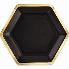 Black Metallic Hexagon 7" Appetizer Plates
