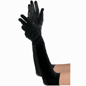 Kids' Black Elbow-Length Costume Gloves