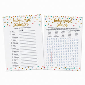 Baby Shower Word Scramble & Search Game Set