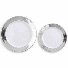 Silver Bordered Premium Plastic Plate Set - 20 Pack