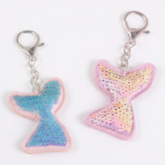 Shimmering Mermaid Sequin Keychains - 4-Pack Party Favors