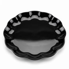 Elegant Black Scalloped Plastic Serving Tray - 12 Inch