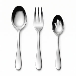 Elegant Silver Serving Spoon and Fork Set