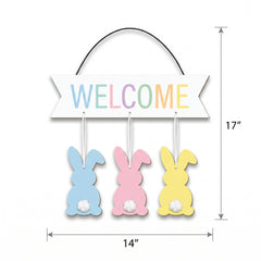MDF Hanging Welcome Bunnies Easter Sign