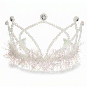 White Tinsel Trim Tiara - Perfect for Team Spirit & Everyday Royalty