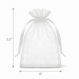 Elegant White Organza Wedding Favor Bags - 12 Pack