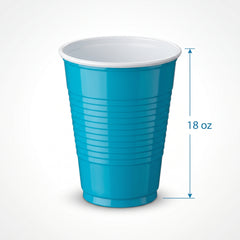 Caribbean Blue 18oz Plastic Party Cups