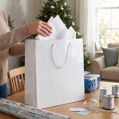 Extra-Large Glossy White Gift Bag with Rope Handles