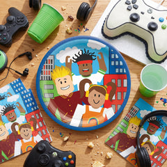 Party Town 7" Round Paper Plates for Kids' Birthdays - 8 Pack