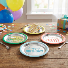 Vibrant 7" Happy Birthday Round Plates - Assorted Designs