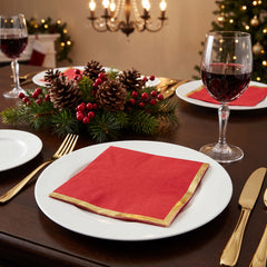 Vibrant Red Hot Stamped Luncheon Napkins - 6.5 In. X 6.5 In.