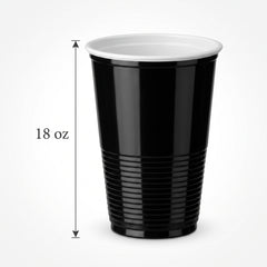 Elegant Black 18oz Plastic Party Cups - Pack of 50