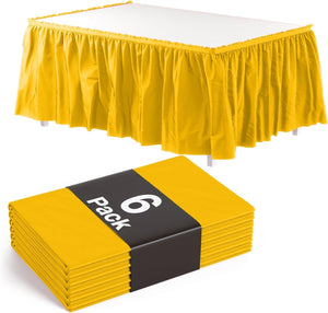 Yellow Plastic Table Skirt | 6 Pack - 168 in. x 29 in.
