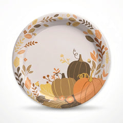 Golden Autumn Harvest Paper Plates - 10.5"