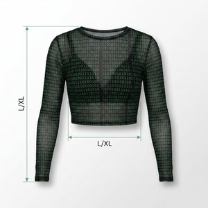 Cyberpunk Mesh Crop Top L/XL - Futuristic Halloween Costume Accessory