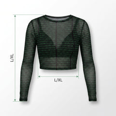 Cyberpunk Mesh Crop Top L/XL - Futuristic Halloween Costume Accessory