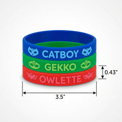 PJ Masks Rubber Bracelets - Catboy, Owlette, & Gekko, 6 Pack