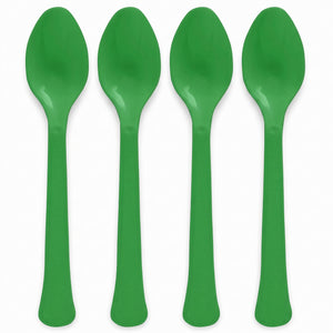 Festive Green Plastic Spoons - Solid Colors Collection - 7.5 in.