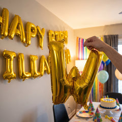 Gold Foil Letter "W" Air-Filled Balloon