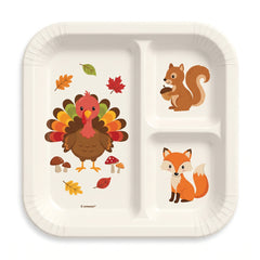 Kids' Thanksgiving Divided Paper Plates - 9" Square