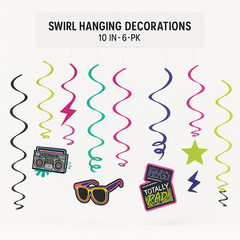 Totally 80's Swirl Hanging Decorations - Retro Party Decor Pack